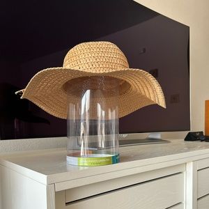 Taille Unique, Wide Brim Floppy Straw Hat, Color: Khaki